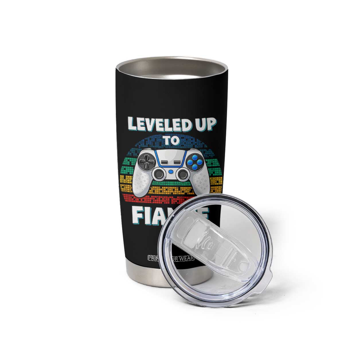 Leveled Up To Fiance Tumbler Cup Retro Newly Engaged Gifts For Him TS10 Print Your Wear