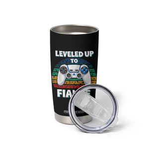 Leveled Up To Fiance Tumbler Cup Retro Newly Engaged Gifts For Him TS10 Print Your Wear