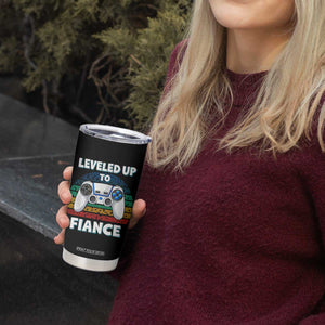 Leveled Up To Fiance Tumbler Cup Retro Newly Engaged Gifts For Him TS10 Print Your Wear