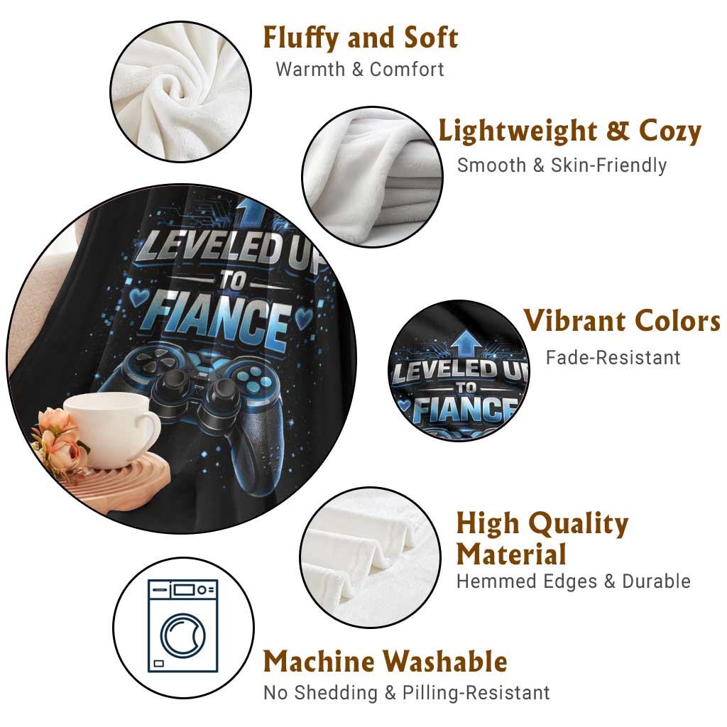 Leveled Up To Fiance Throw Blanket Newly Engaged Gifts For Him Gamer TS10 Print Your Wear