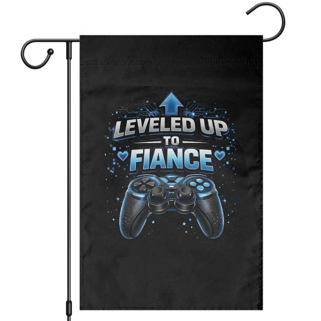 Leveled Up To Fiance Garden Flag Newly Engaged Gifts For Him Gamer TS10 Black Print Your Wear