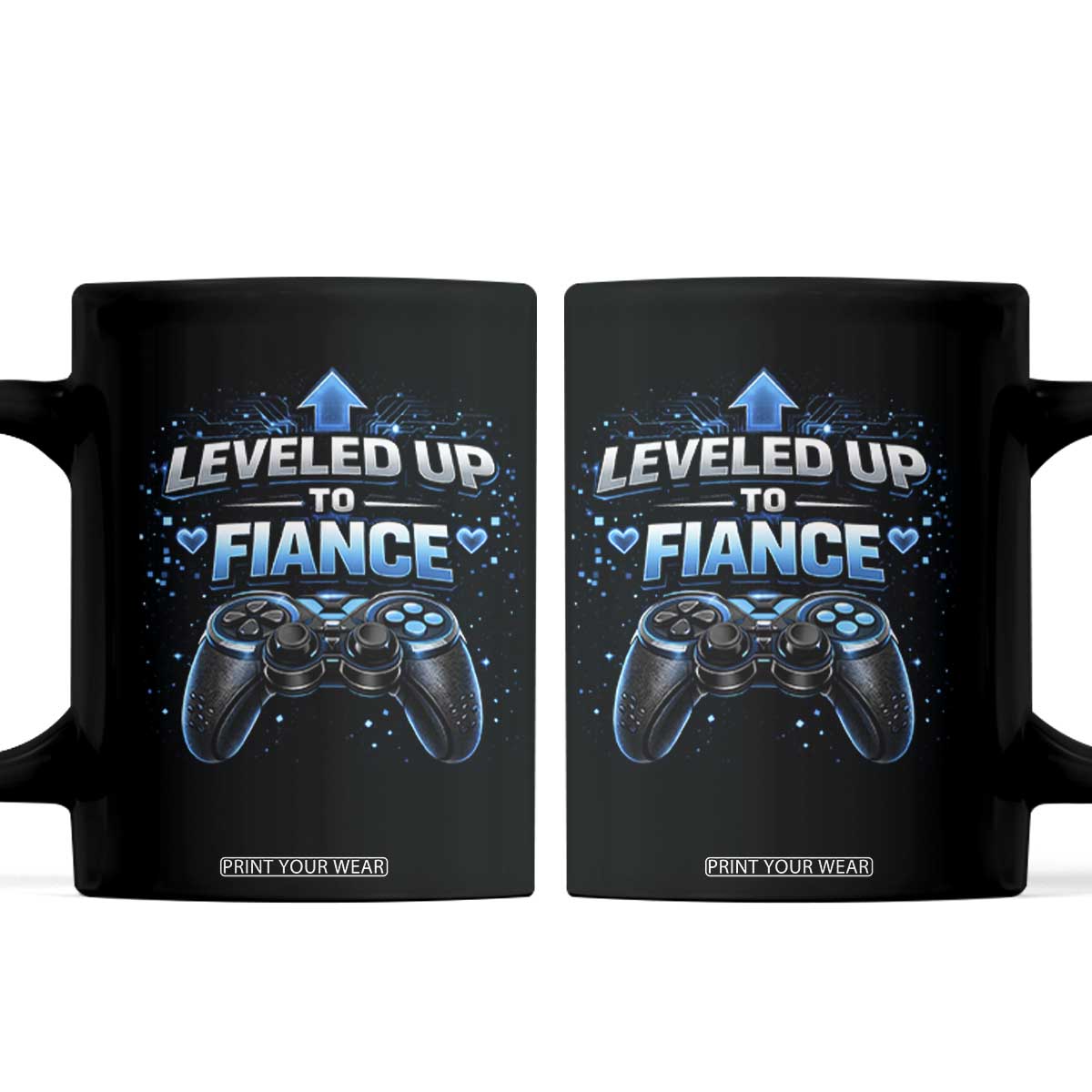 Leveled Up To Fiance Coffee Mug Newly Engaged Gifts For Him Gamer TS10 Black Print Your Wear