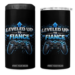 Leveled Up To Fiance 4 in 1 Can Cooler Tumbler Newly Engaged Gifts For Him Gamer TS10 One Size: 16 oz Black Print Your Wear