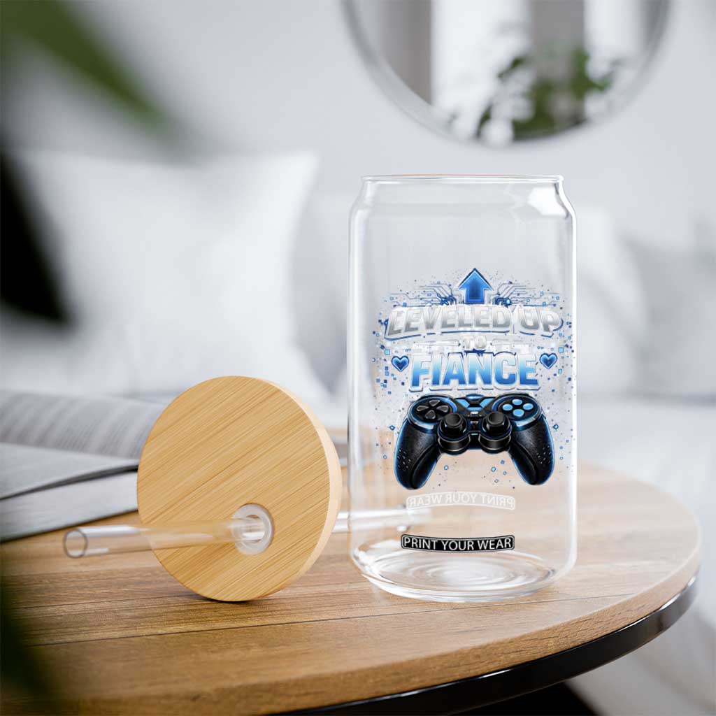 Leveled Up To Fiance Glass Can Newly Engaged Gifts For Him Gamer TS10 Print Your Wear