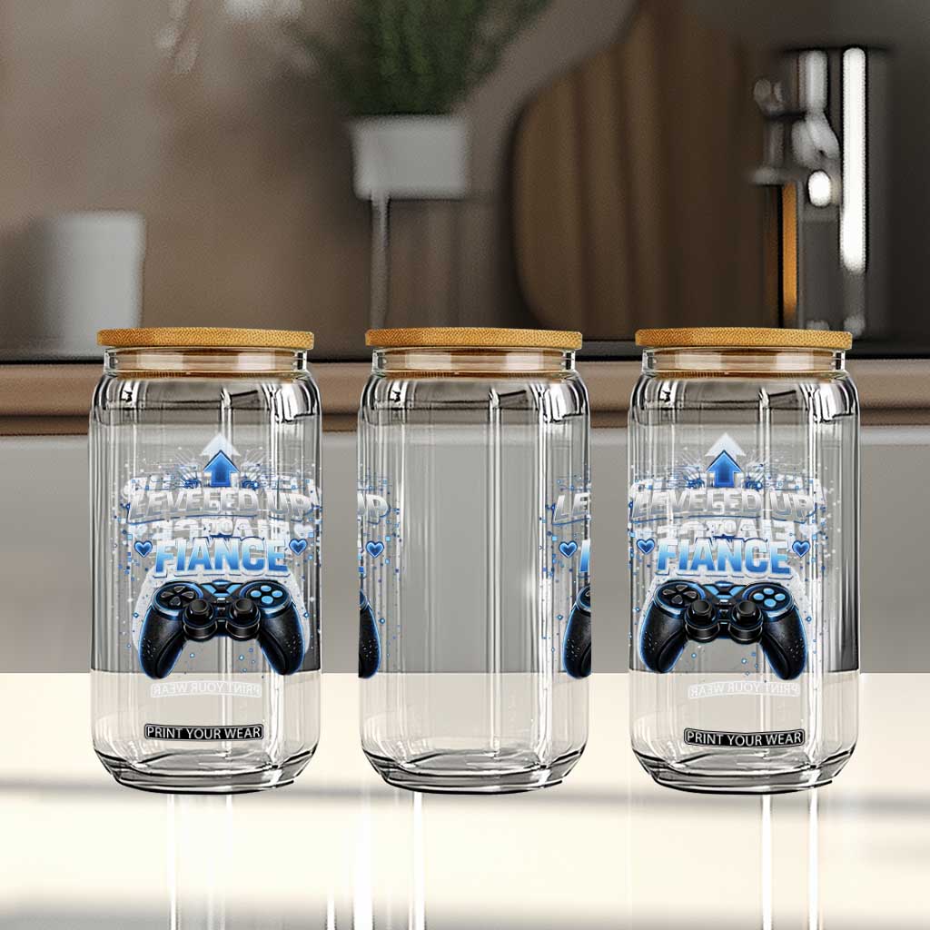 Leveled Up To Fiance Glass Can Newly Engaged Gifts For Him Gamer TS10 Print Your Wear