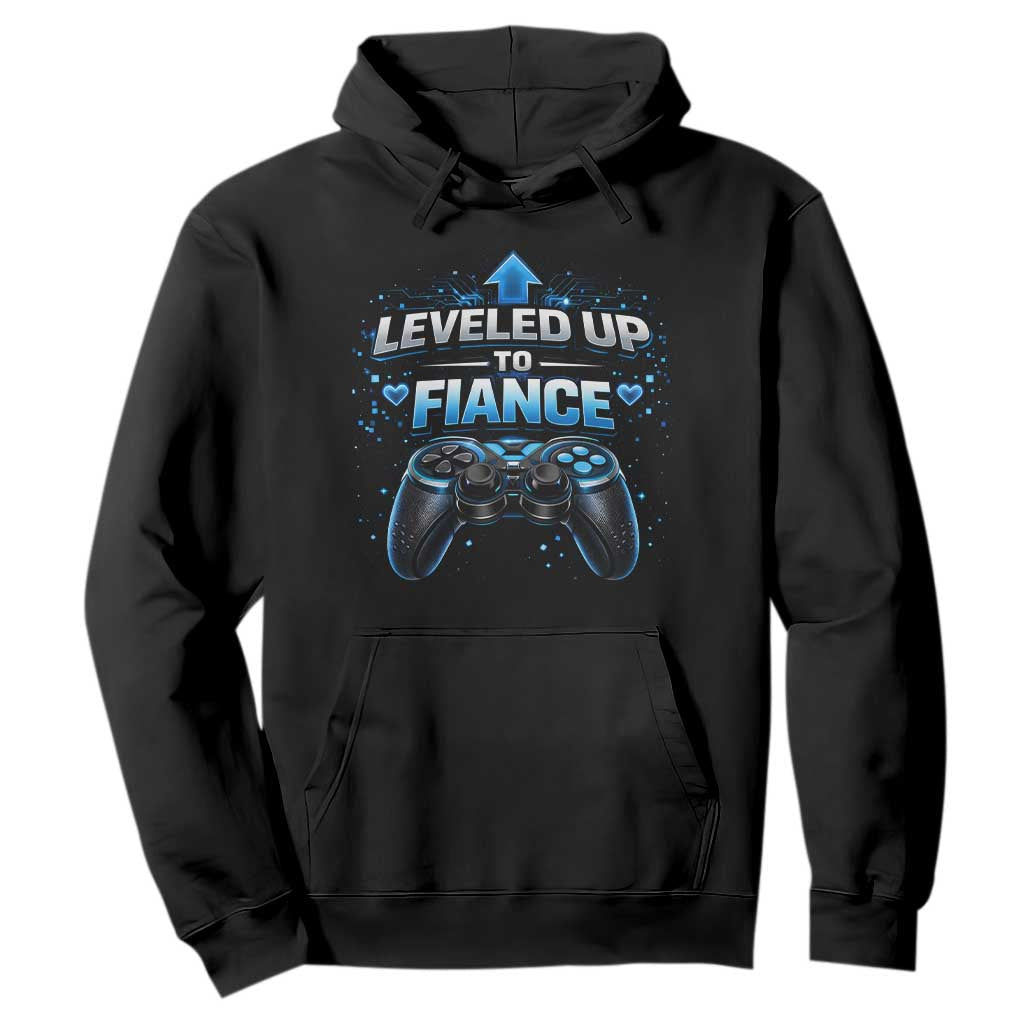 Leveled Up To Fiance Hoodie Newly Engaged Gifts For Him Gamer TS10 Black Print Your Wear