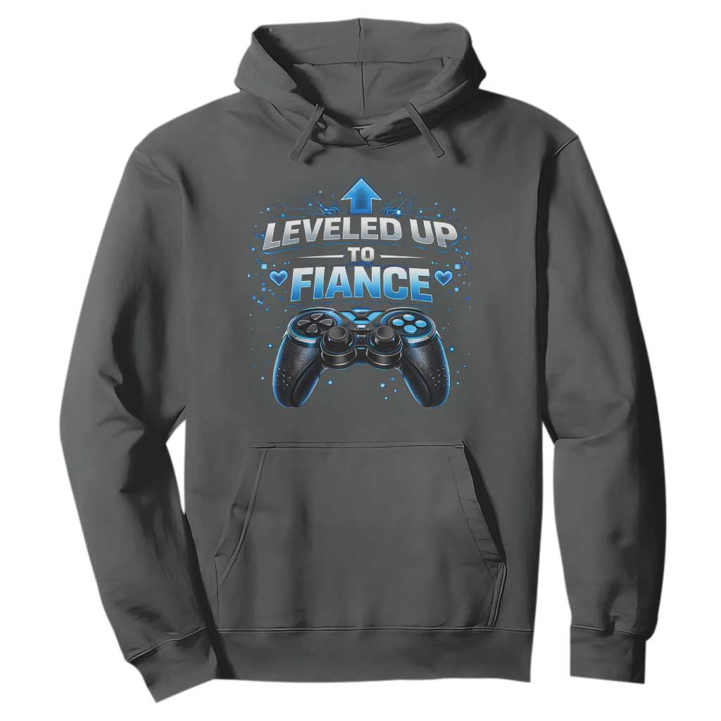 Leveled Up To Fiance Hoodie Newly Engaged Gifts For Him Gamer TS10 Dark Heather Print Your Wear