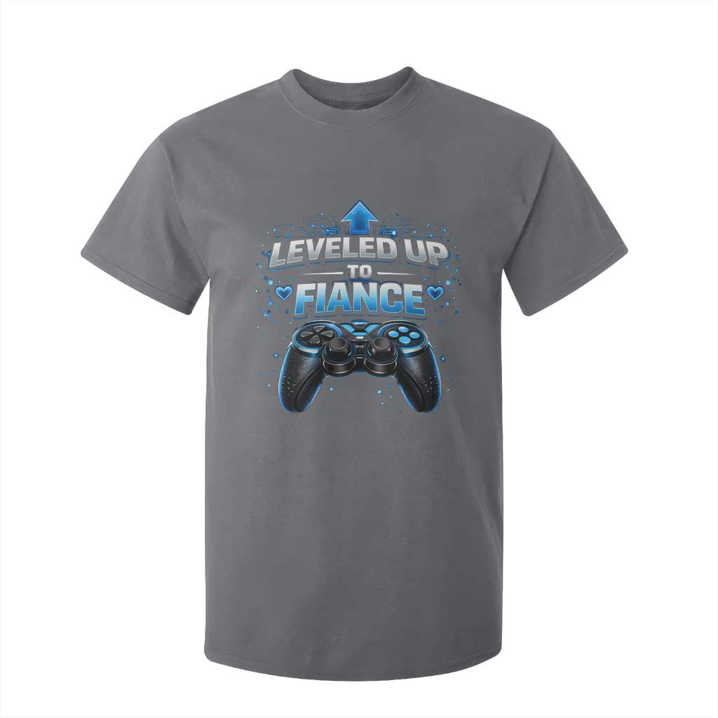 Leveled Up To Fiance T Shirt For Kid Newly Engaged Gifts For Him Gamer TS10 Charcoal Print Your Wear