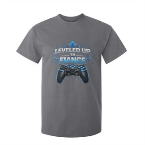 Leveled Up To Fiance T Shirt For Kid Newly Engaged Gifts For Him Gamer TS10 Charcoal Print Your Wear