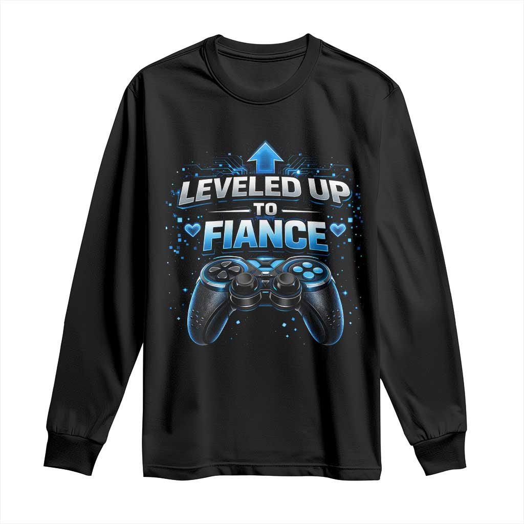 Leveled Up To Fiance Long Sleeve Shirt Newly Engaged Gifts For Him Gamer TS10 Black Print Your Wear