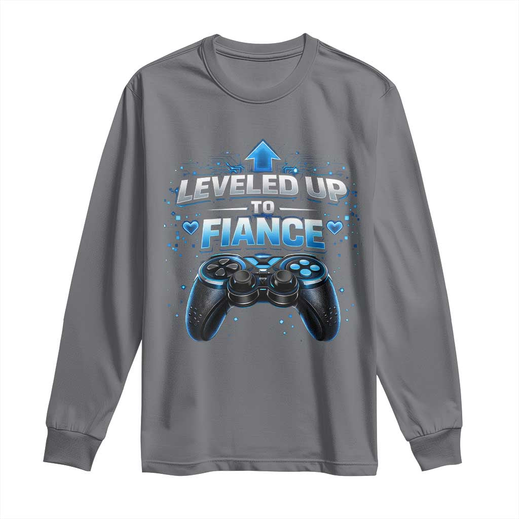 Leveled Up To Fiance Long Sleeve Shirt Newly Engaged Gifts For Him Gamer TS10 Charcoal Print Your Wear