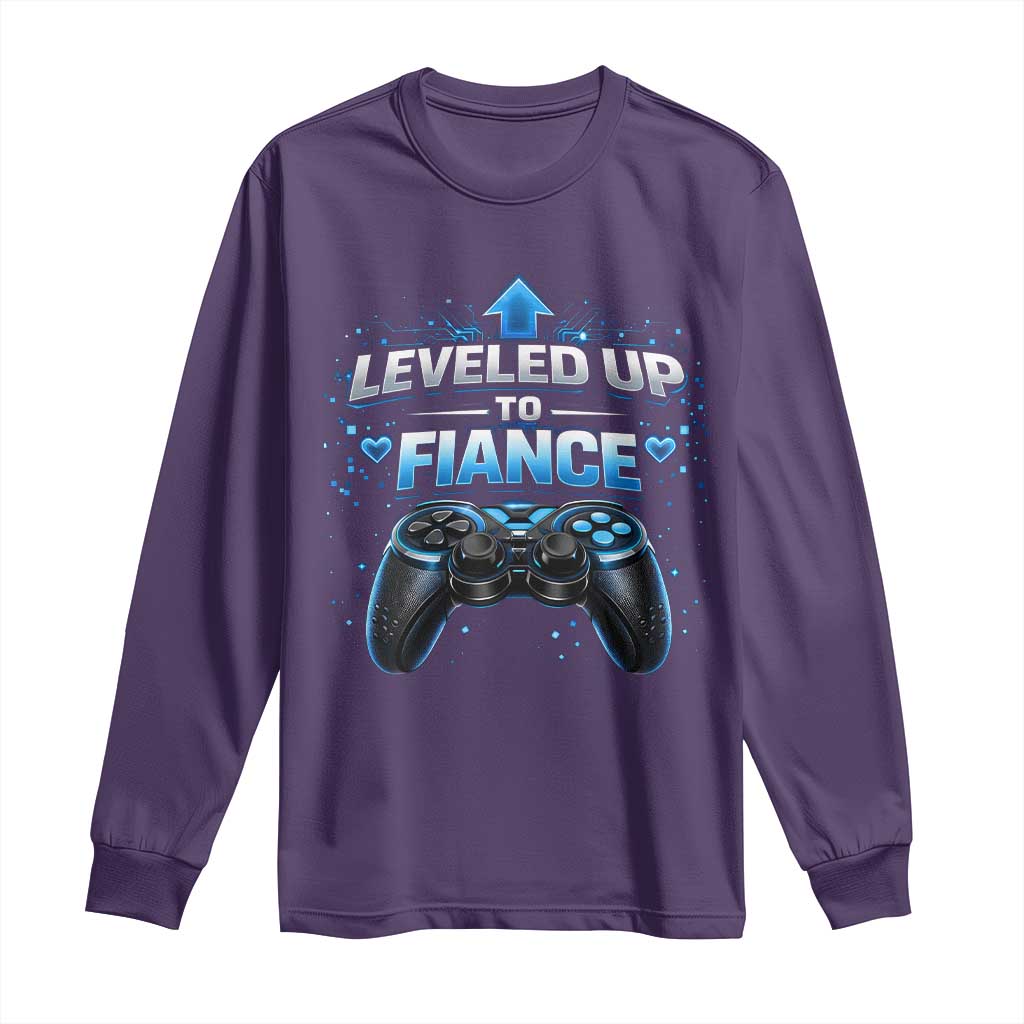 Leveled Up To Fiance Long Sleeve Shirt Newly Engaged Gifts For Him Gamer TS10 Purple Print Your Wear