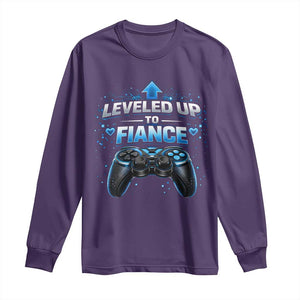 Leveled Up To Fiance Long Sleeve Shirt Newly Engaged Gifts For Him Gamer TS10 Purple Print Your Wear