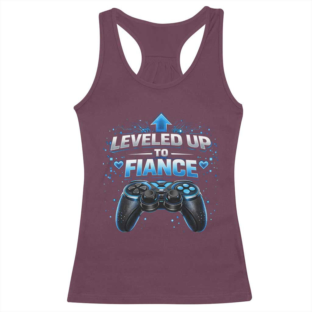 Leveled Up To Fiance Racerback Tank Top Newly Engaged Gifts For Him Gamer TS10 Maroon Print Your Wear