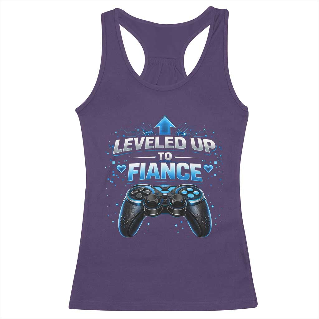 Leveled Up To Fiance Racerback Tank Top Newly Engaged Gifts For Him Gamer TS10 Purple Print Your Wear