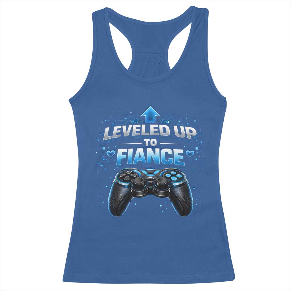 Leveled Up To Fiance Racerback Tank Top Newly Engaged Gifts For Him Gamer TS10 Royal Blue Print Your Wear