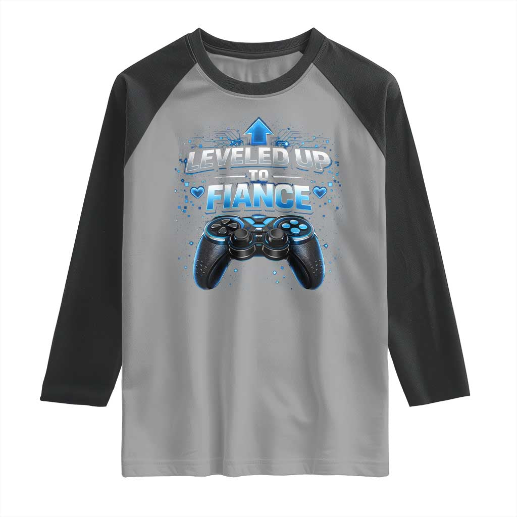 Leveled Up To Fiance Raglan Shirt Newly Engaged Gifts For Him Gamer TS10 Sport Gray Black Print Your Wear