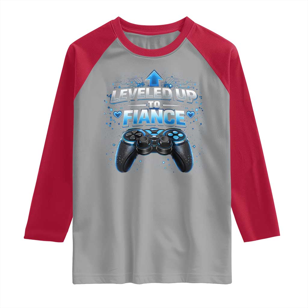 Leveled Up To Fiance Raglan Shirt Newly Engaged Gifts For Him Gamer TS10 Sport Gray Red Print Your Wear