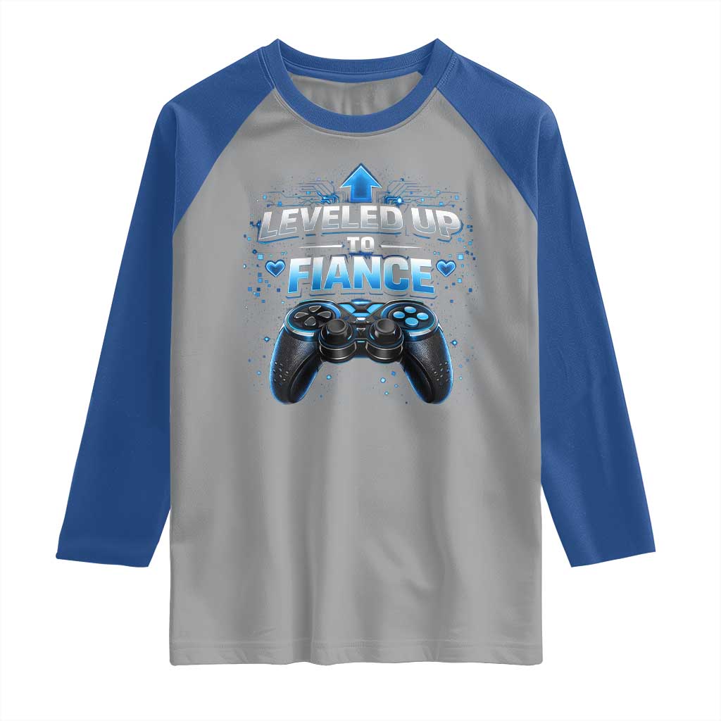Leveled Up To Fiance Raglan Shirt Newly Engaged Gifts For Him Gamer TS10 Sport Gray Royal Print Your Wear