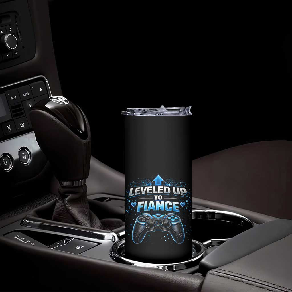 Leveled Up To Fiance Skinny Tumbler Newly Engaged Gifts For Him Gamer TS10 Print Your Wear