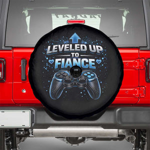 Leveled Up To Fiance Spare Tire Cover Newly Engaged Gifts For Him Gamer TS10 Black Print Your Wear