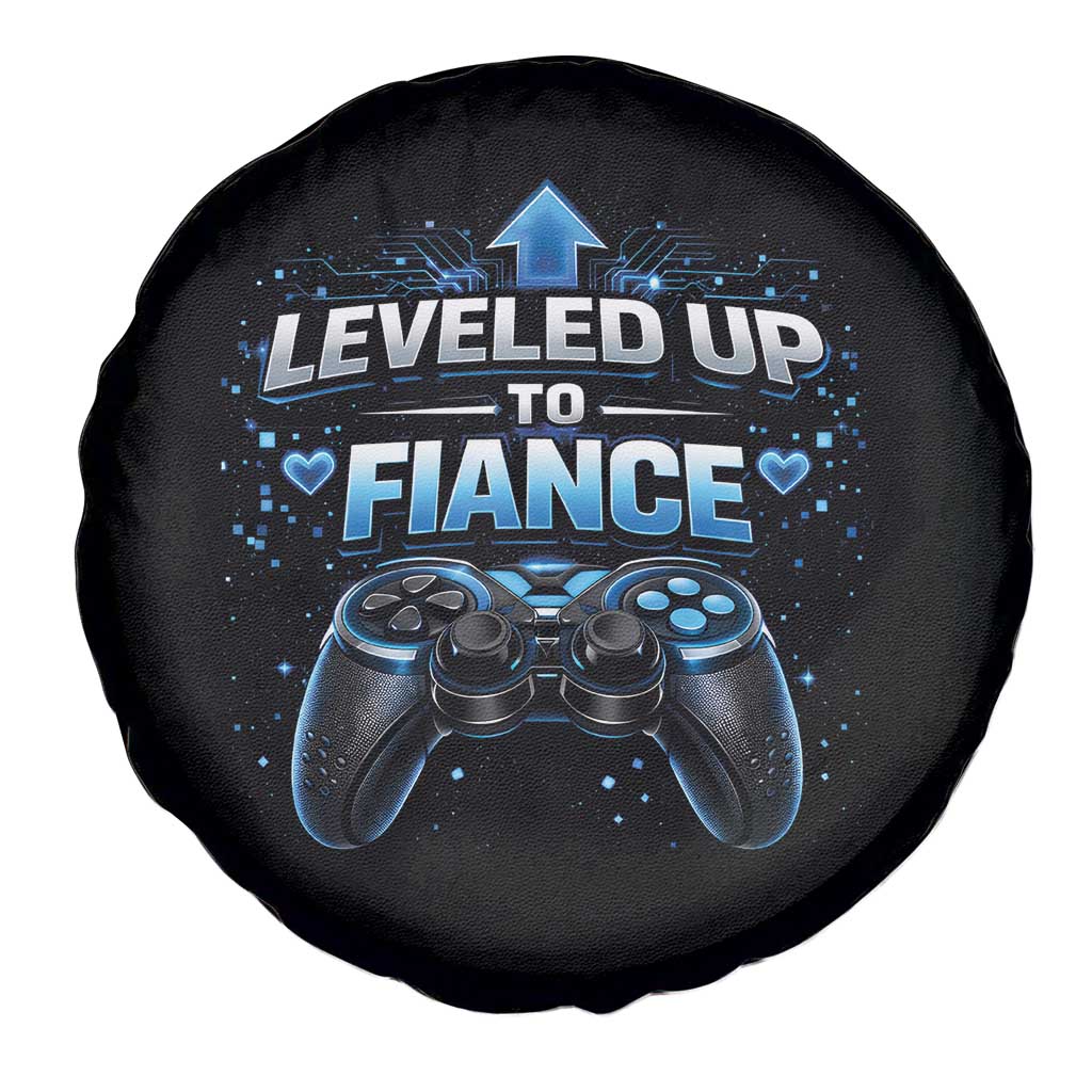 Leveled Up To Fiance Spare Tire Cover Newly Engaged Gifts For Him Gamer TS10 Print Your Wear