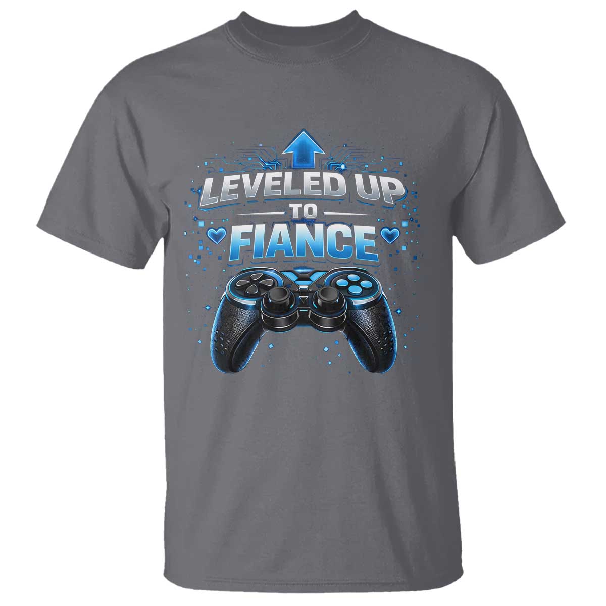 Leveled Up To Fiance T Shirt Newly Engaged Gifts For Him Gamer TS10 Charcoal Print Your Wear