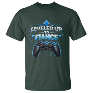 Leveled Up To Fiance T Shirt Newly Engaged Gifts For Him Gamer TS10 Dark Forest Green Print Your Wear