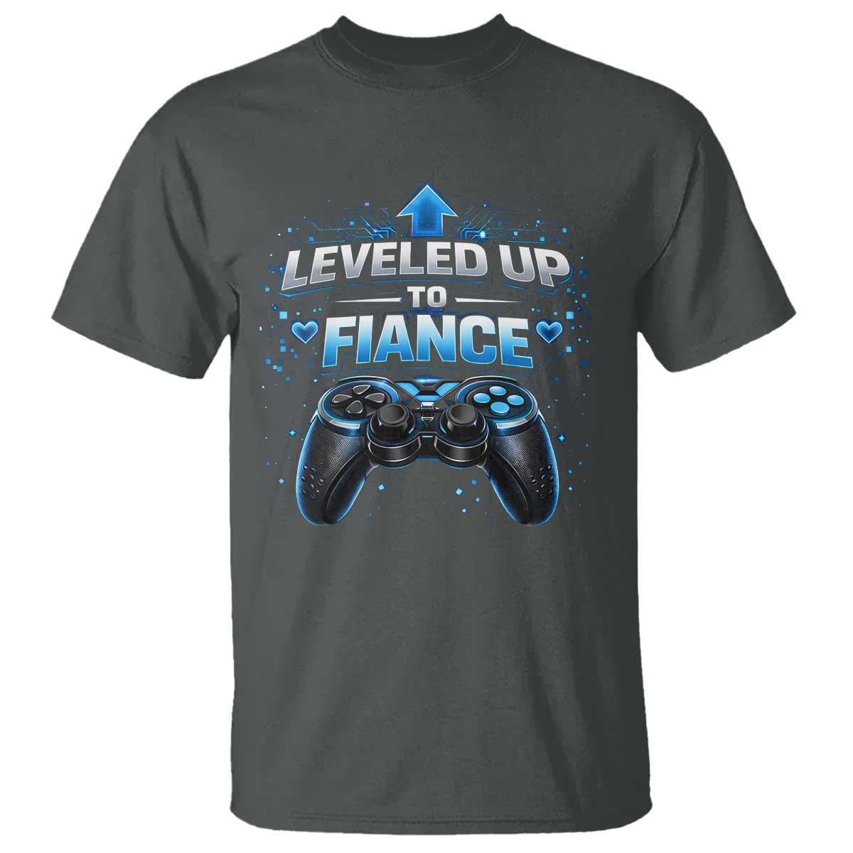 Leveled Up To Fiance T Shirt Newly Engaged Gifts For Him Gamer TS10 Dark Heather Print Your Wear