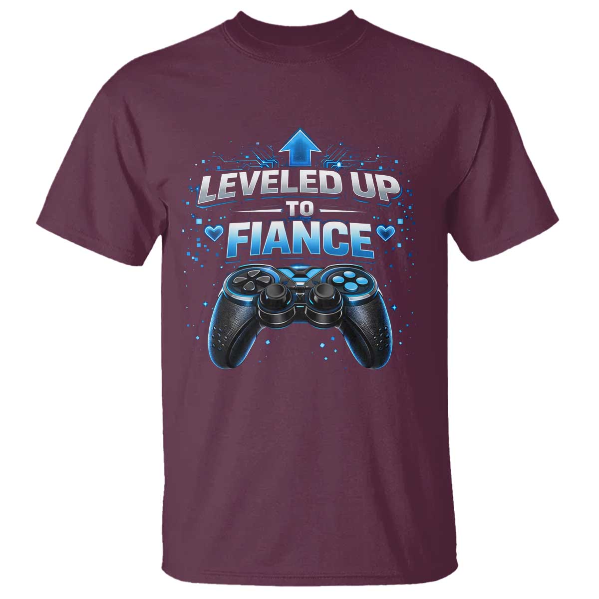 Leveled Up To Fiance T Shirt Newly Engaged Gifts For Him Gamer TS10 Maroon Print Your Wear