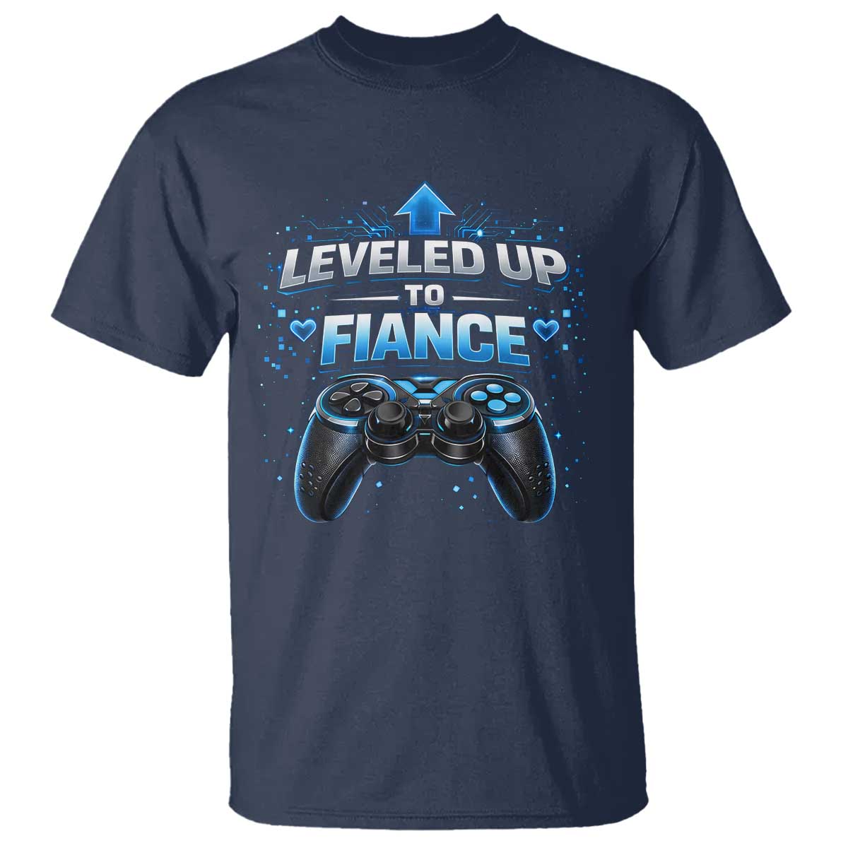 Leveled Up To Fiance T Shirt Newly Engaged Gifts For Him Gamer TS10 Navy Print Your Wear