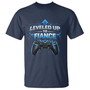 Leveled Up To Fiance T Shirt Newly Engaged Gifts For Him Gamer TS10 Navy Print Your Wear