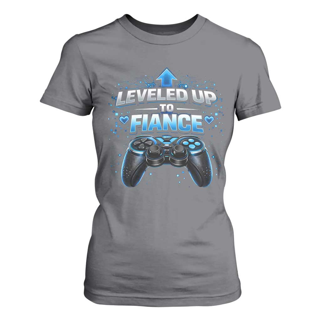 Leveled Up To Fiance T Shirt For Women Newly Engaged Gifts For Him Gamer TS10 Charcoal Print Your Wear