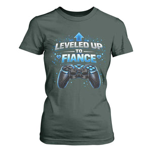 Leveled Up To Fiance T Shirt For Women Newly Engaged Gifts For Him Gamer TS10 Dark Forest Green Print Your Wear