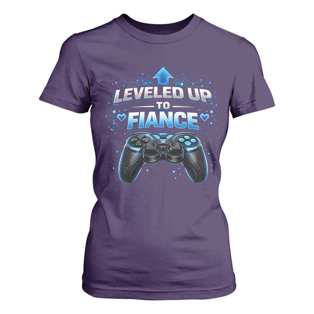 Leveled Up To Fiance T Shirt For Women Newly Engaged Gifts For Him Gamer TS10 Purple Print Your Wear
