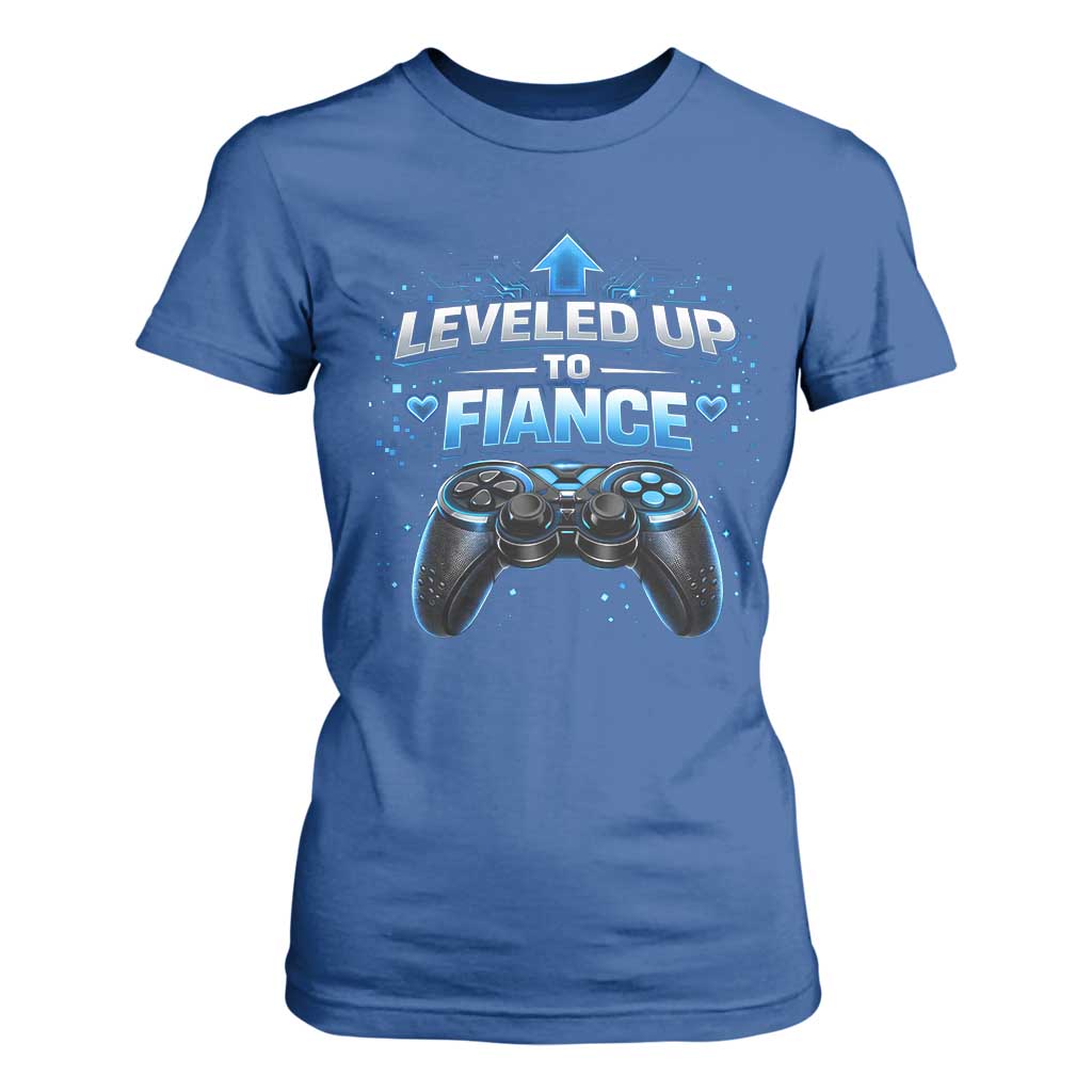Leveled Up To Fiance T Shirt For Women Newly Engaged Gifts For Him Gamer TS10 Royal Blue Print Your Wear