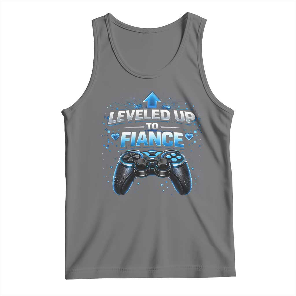Leveled Up To Fiance Tank Top Newly Engaged Gifts For Him Gamer TS10 Black Heather Print Your Wear