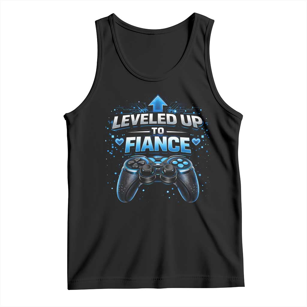 Leveled Up To Fiance Tank Top Newly Engaged Gifts For Him Gamer TS10 Black Print Your Wear