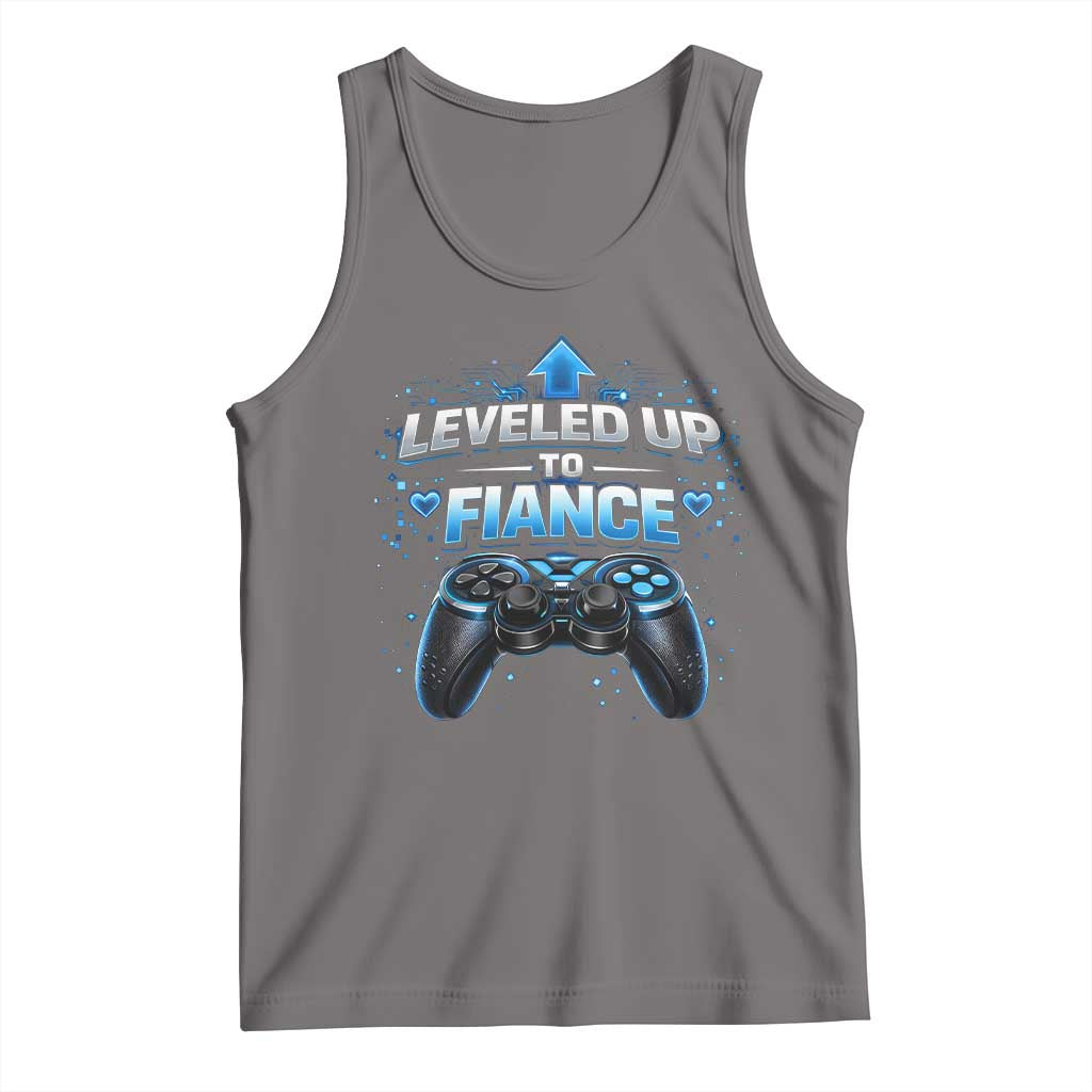 Leveled Up To Fiance Tank Top Newly Engaged Gifts For Him Gamer TS10 Deep Heather Print Your Wear