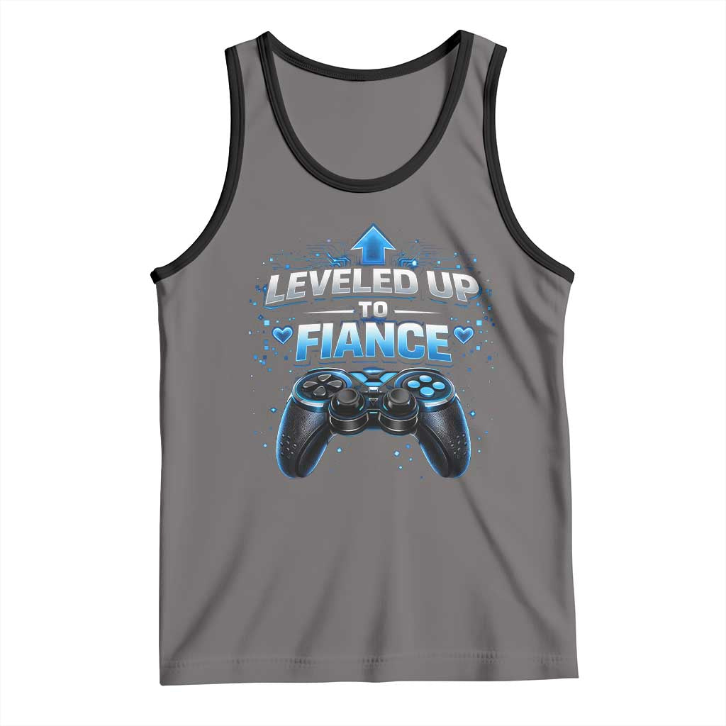 Leveled Up To Fiance Tank Top Newly Engaged Gifts For Him Gamer TS10 Deep Heather Black Print Your Wear