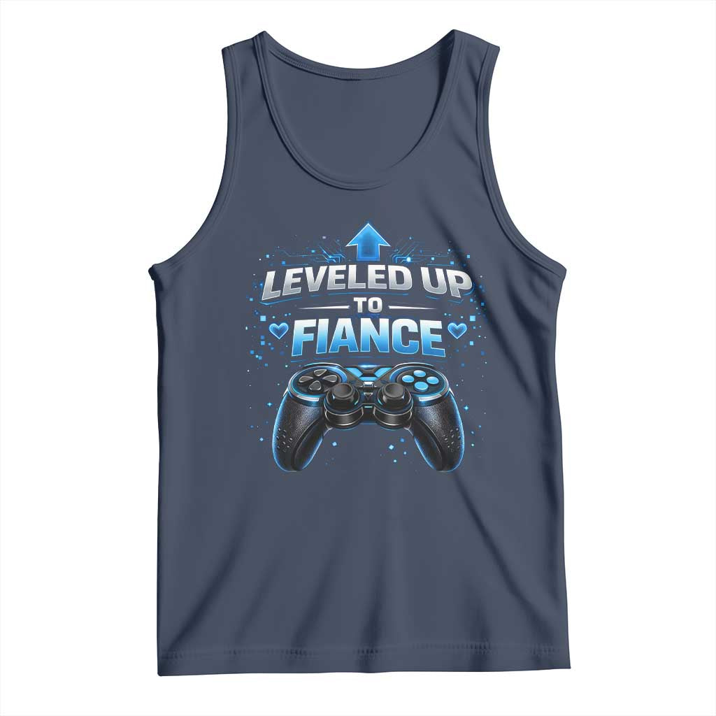 Leveled Up To Fiance Tank Top Newly Engaged Gifts For Him Gamer TS10 Navy Print Your Wear