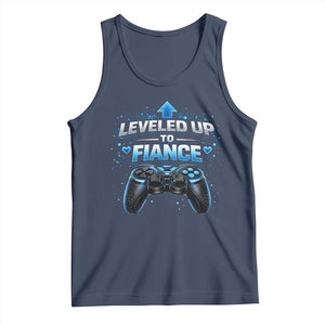 Leveled Up To Fiance Tank Top Newly Engaged Gifts For Him Gamer TS10 Navy Print Your Wear