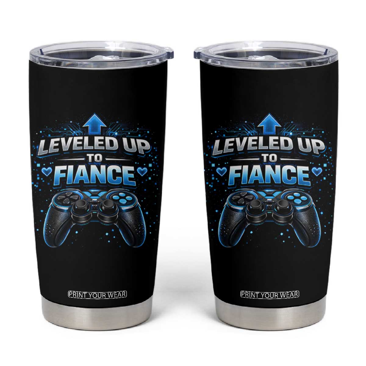 Leveled Up To Fiance Tumbler Cup Newly Engaged Gifts For Him Gamer TS10 Black Print Your Wear