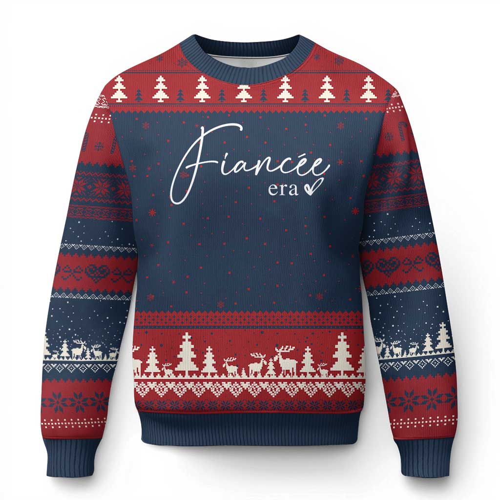 Fiancee Era Ugly Christmas Sweater Engaged Bride Bachelorette Outfits TS10 Navy Red Print Your Wear