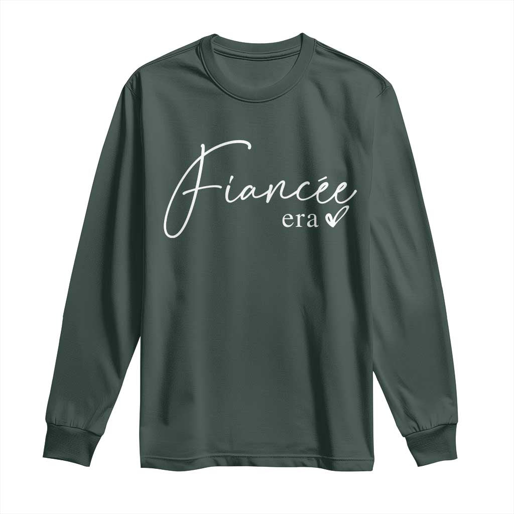 Fiancee Era Long Sleeve Shirt Engaged Bride Bachelorette Outfits TS10 Dark Forest Green Print Your Wear