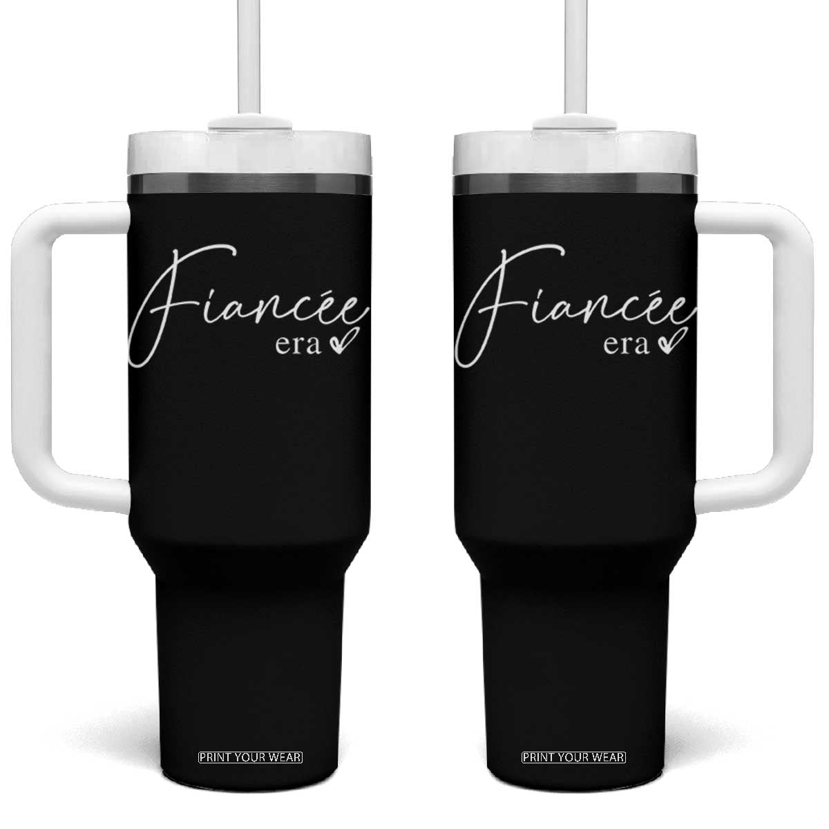 Fiancee Era Tumbler With Handle Engaged Bride Bachelorette Outfits TS10 One Size: 40 oz Black Print Your Wear