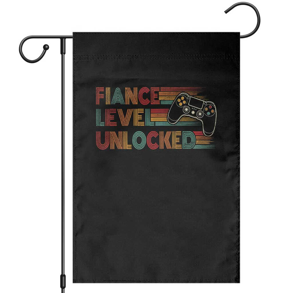 Fiance Level Unlocked Garden Flag Retro Engaged Gifts For Him Gamer TS10 Black Print Your Wear