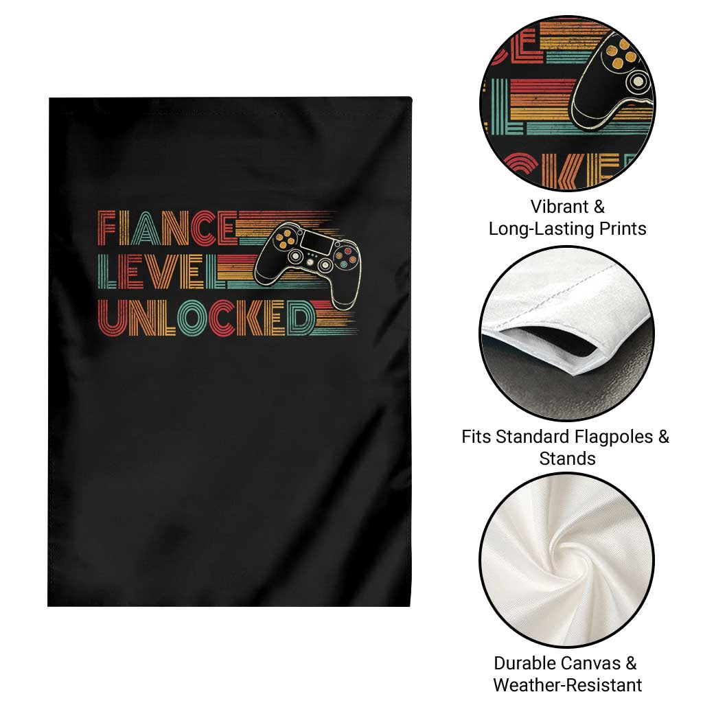 Fiance Level Unlocked Garden Flag Retro Engaged Gifts For Him Gamer TS10 Print Your Wear