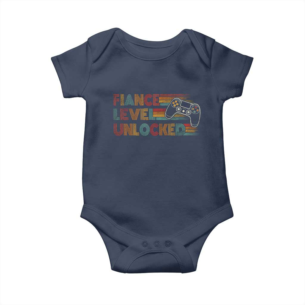 Fiance Level Unlocked Baby Onesie Retro Engaged Gifts For Him Gamer TS10 Navy Print Your Wear