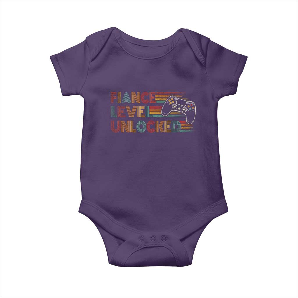 Fiance Level Unlocked Baby Onesie Retro Engaged Gifts For Him Gamer TS10 Purple Print Your Wear